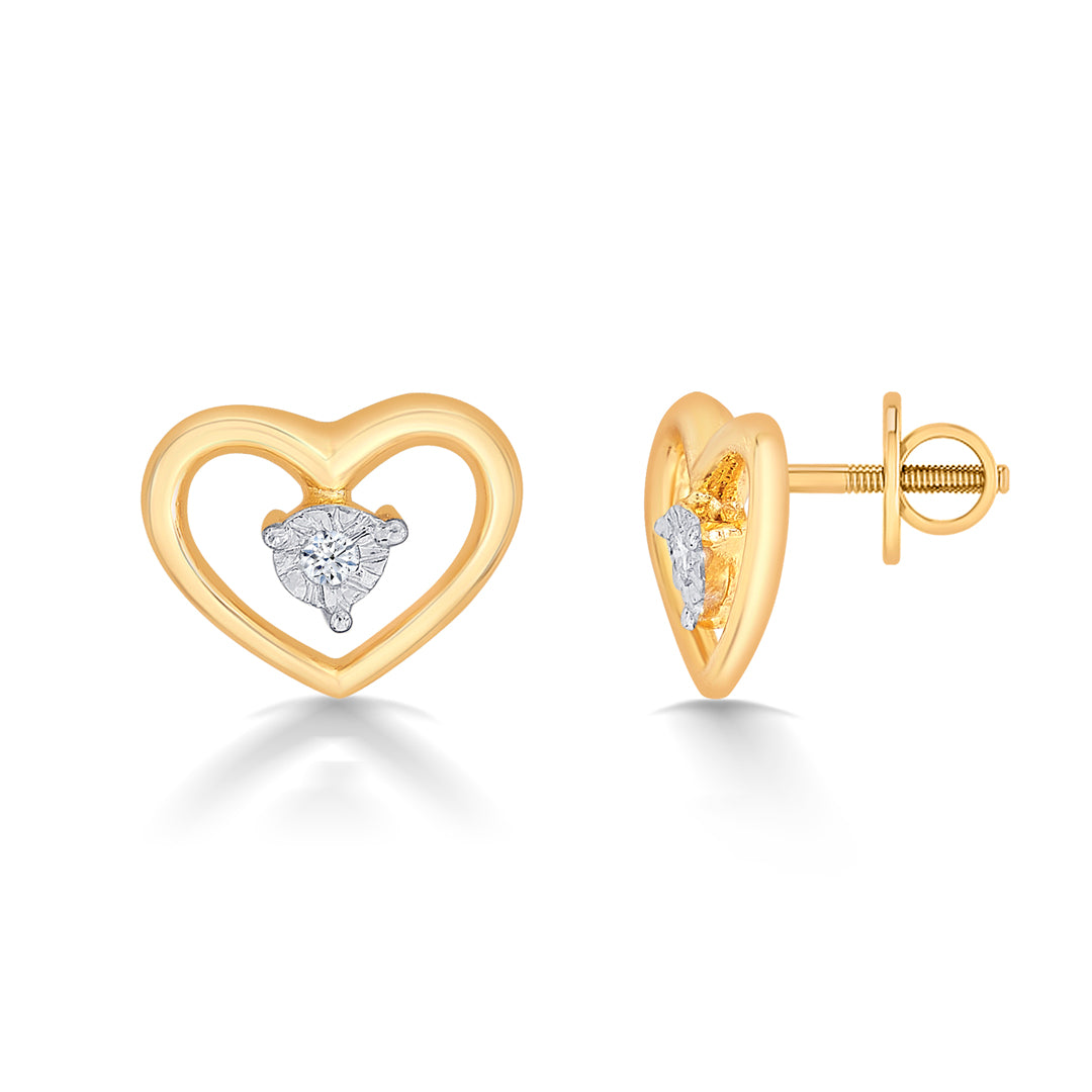 manvi yellow gold & diamond stud earring