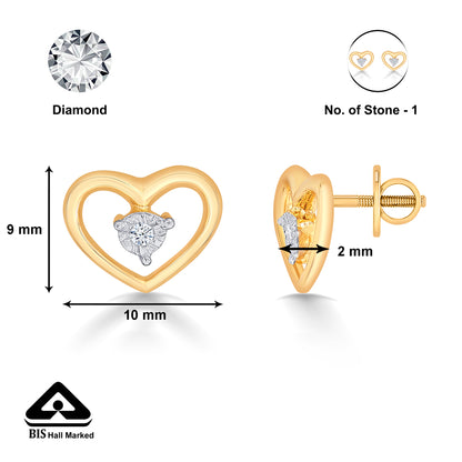 Manvi Yellow Gold & Diamond Stud Earring