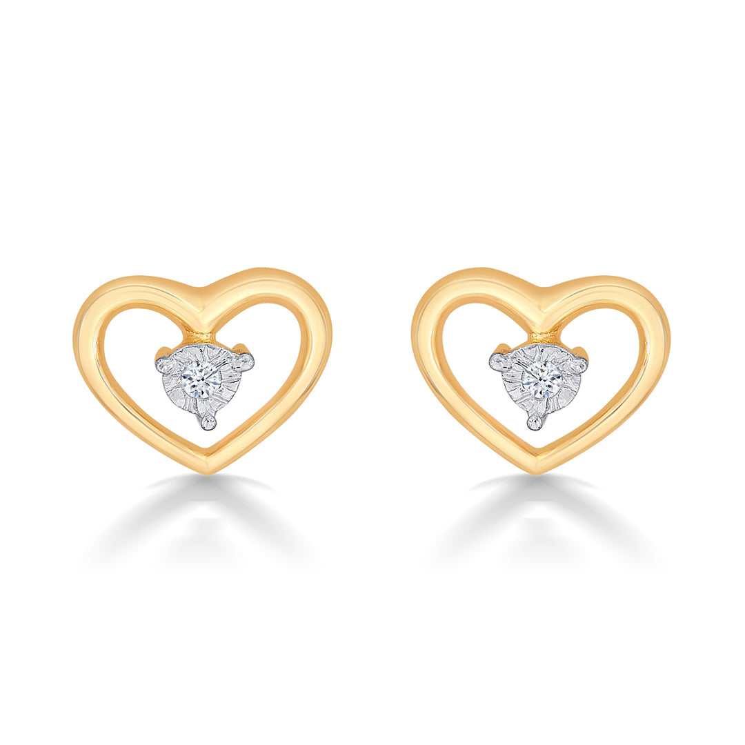 Manvi Yellow Gold & Diamond Stud Earring