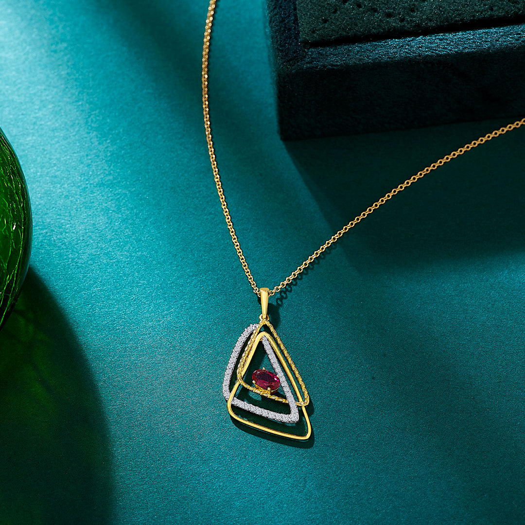 Evolving Edge Yellow Gold & Diamond Casual Pendant
