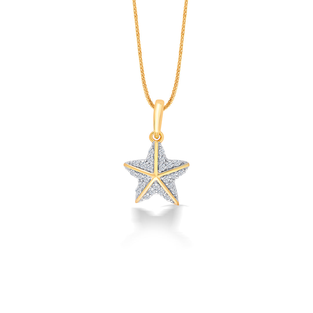 Studded Starfish Yellow Gold & Diamond Kids Pendant