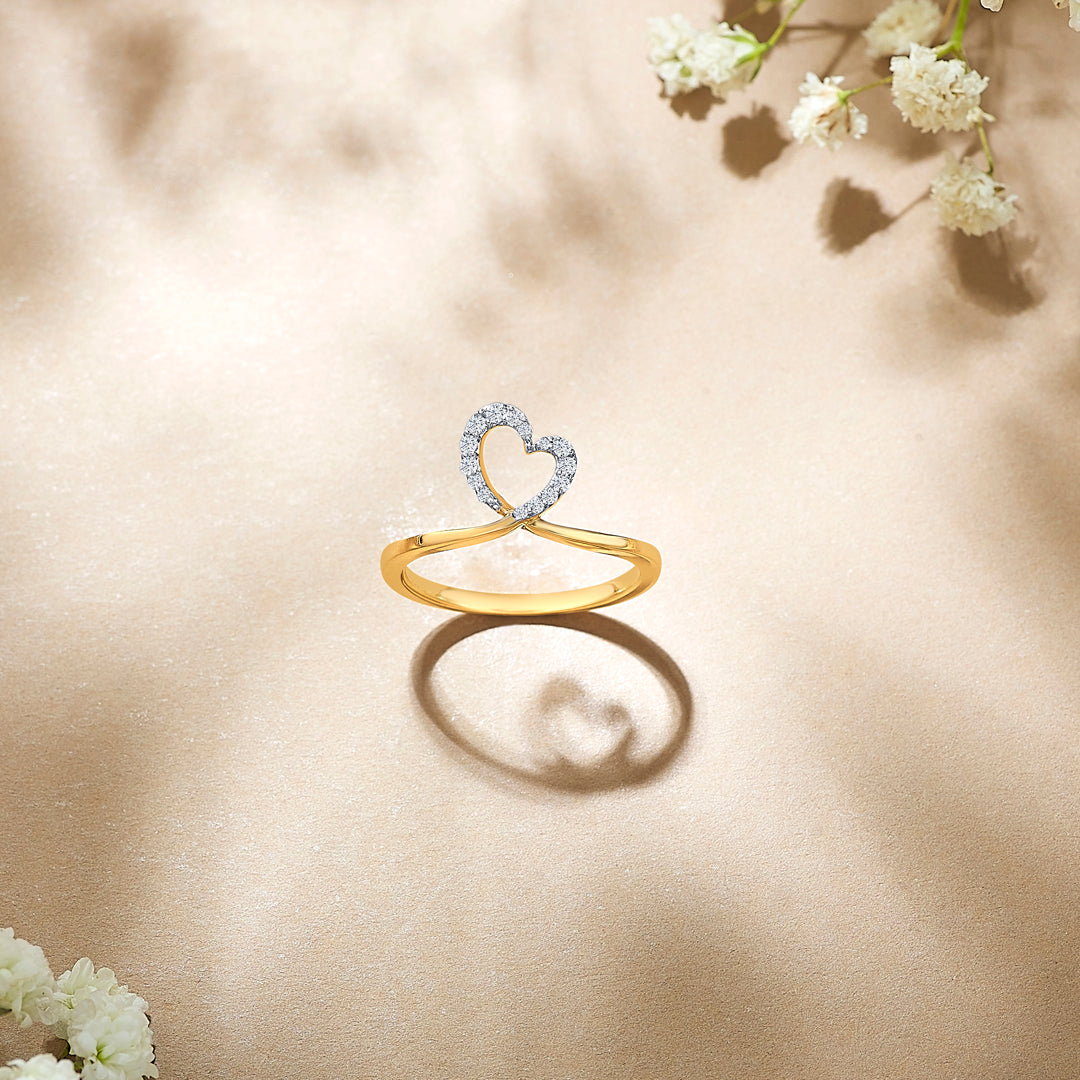 Heart Yellow Gold & Diamond Ring for Women
