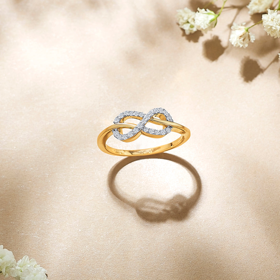Infinity Yellow Gold & Diamond Ring for Women