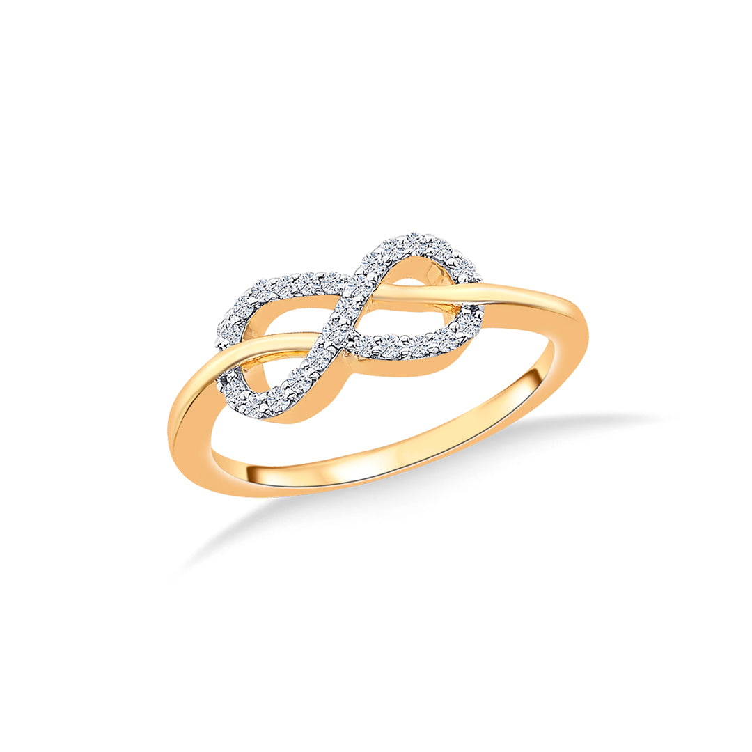 Infinity Yellow Gold & Diamond Ring for Women