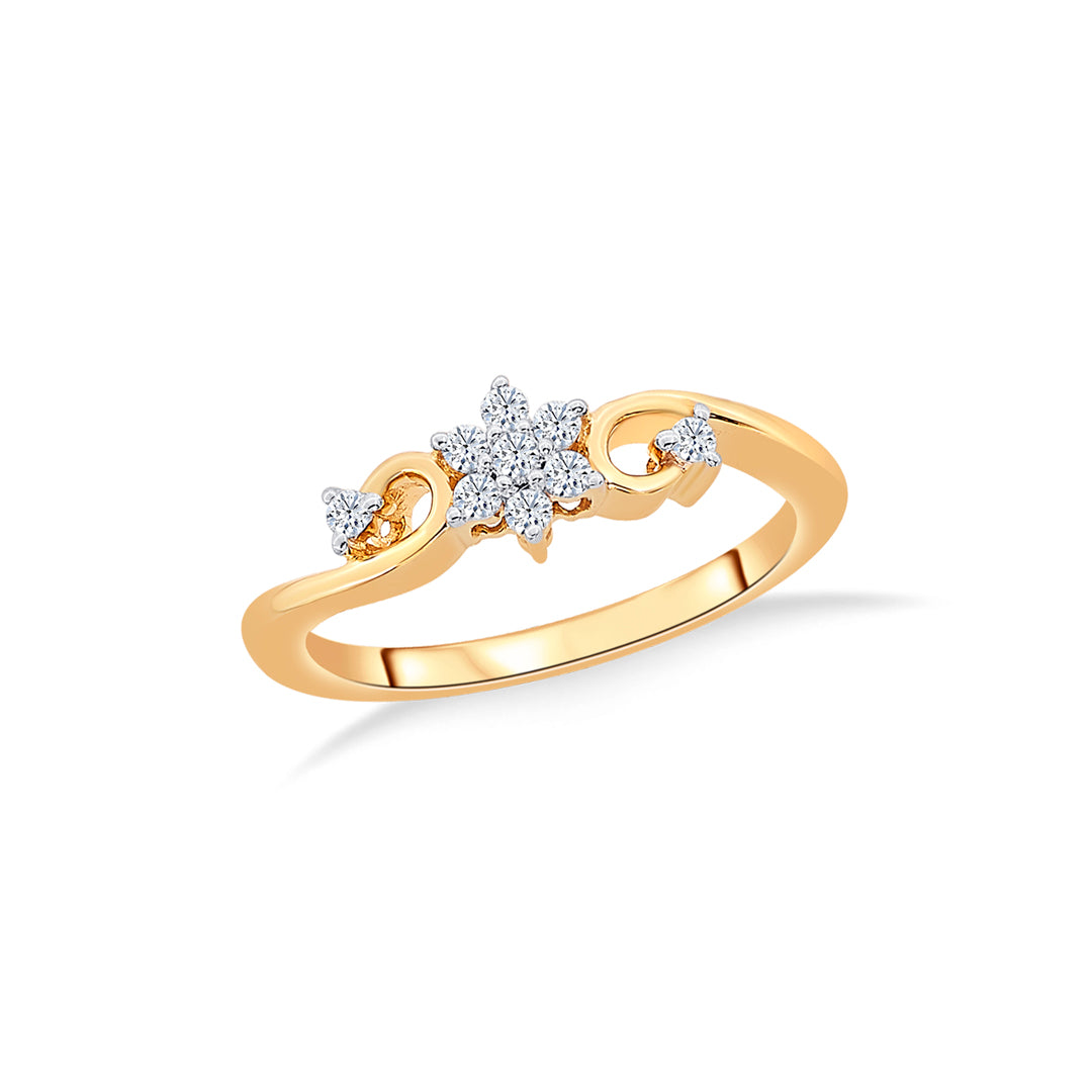 Floral Yellow Gold & Diamond Ring for Women