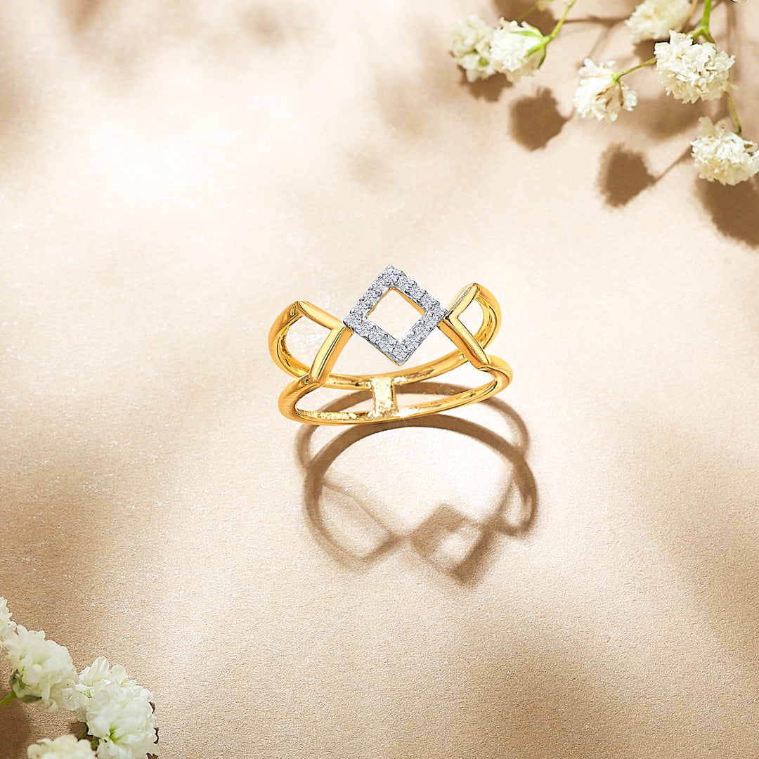 Cubic Fusion Yellow Gold & Diamond Ring for Women