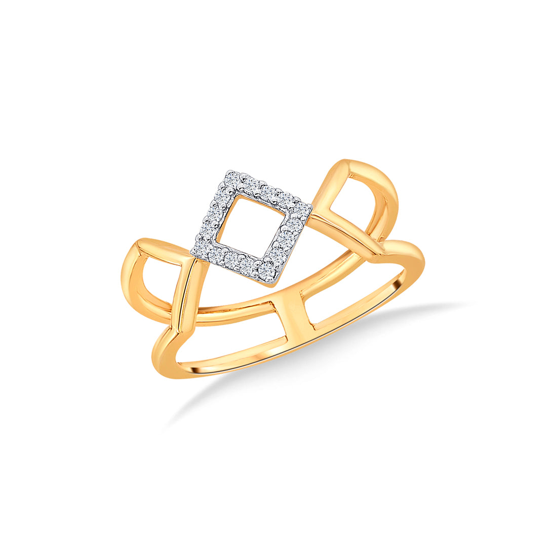 Cubic Fusion Yellow Gold & Diamond Ring for Women