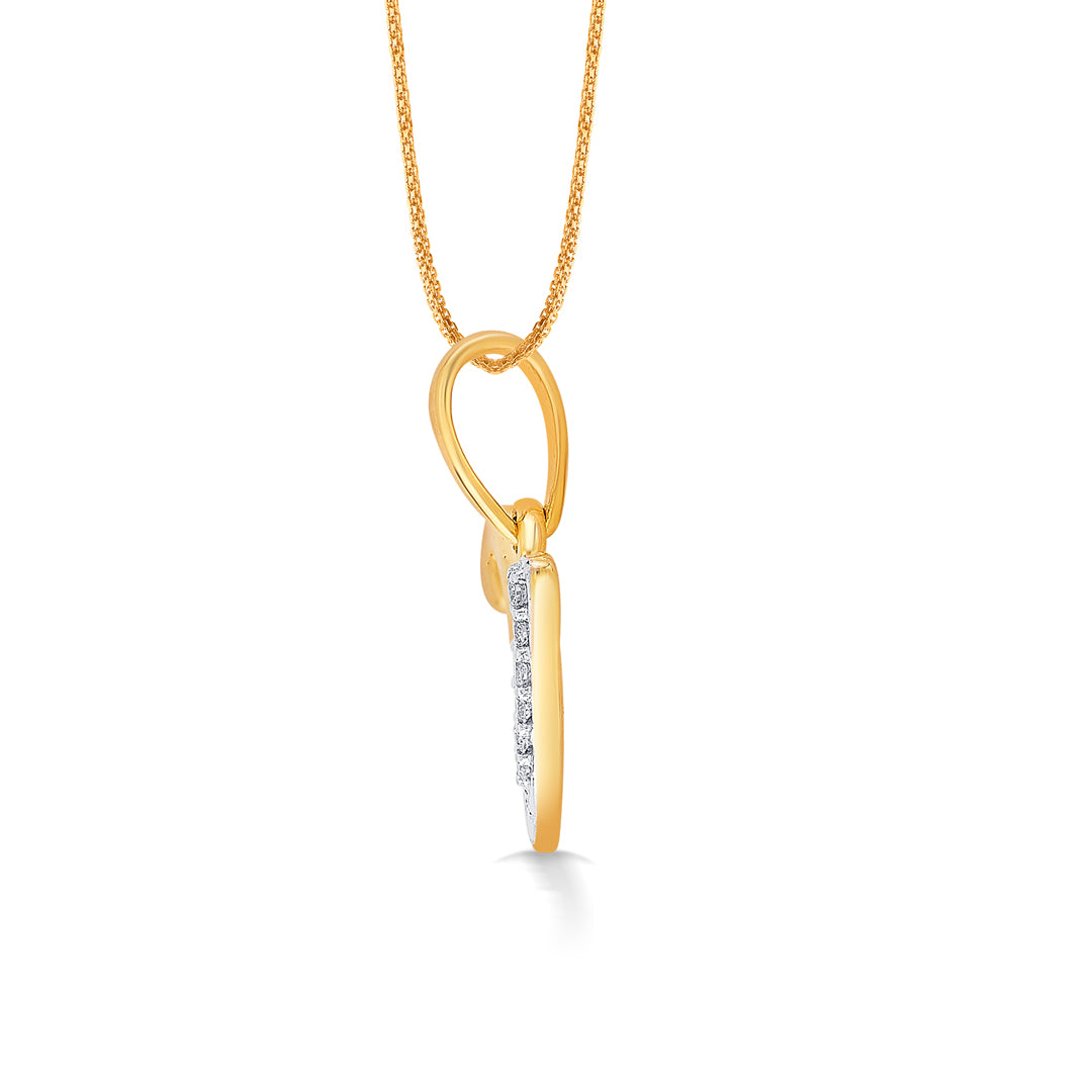 letter v yellow gold & diamond casual pendant