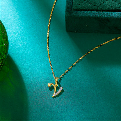 Letter V Yellow Gold & Diamond Casual Pendant