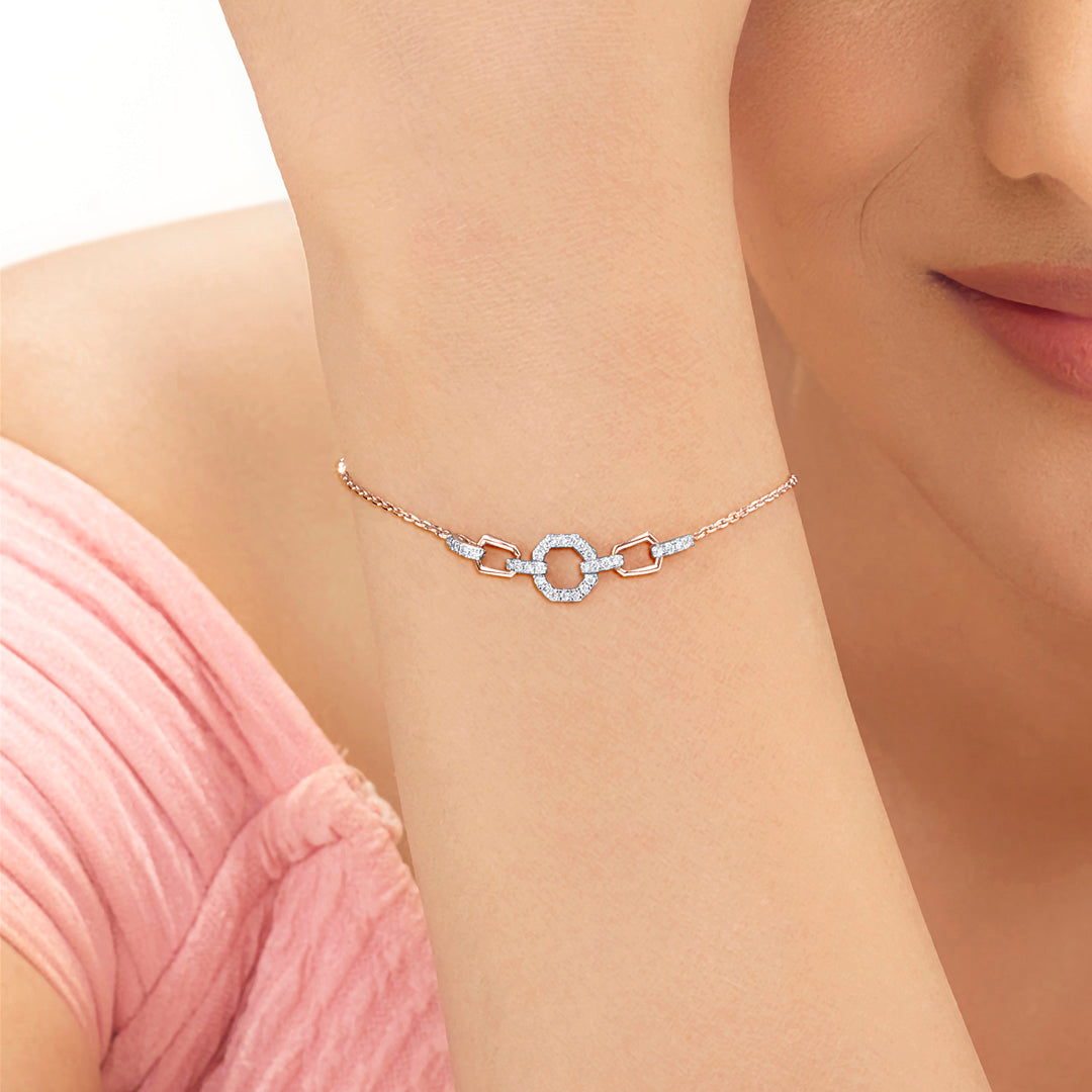 Circular Link Ladies Bracelet Diamond Jewellery