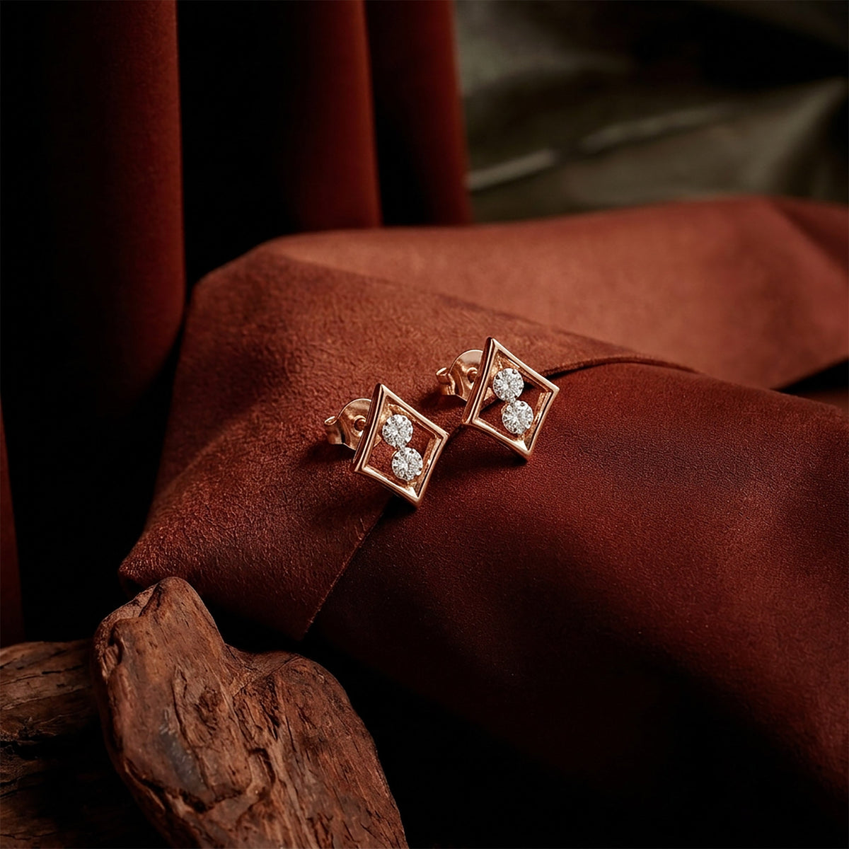 Rose Geometry Studs Diamond Earring