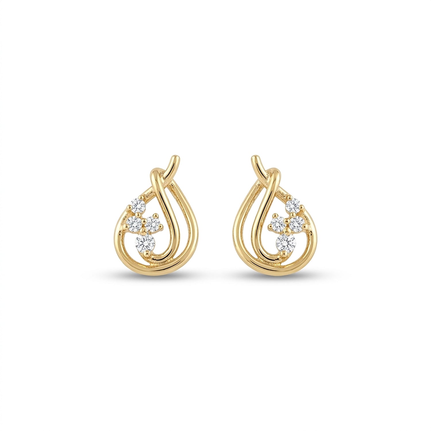 Sparkling Drops Studs Yellow Gold & Diamond Earrings