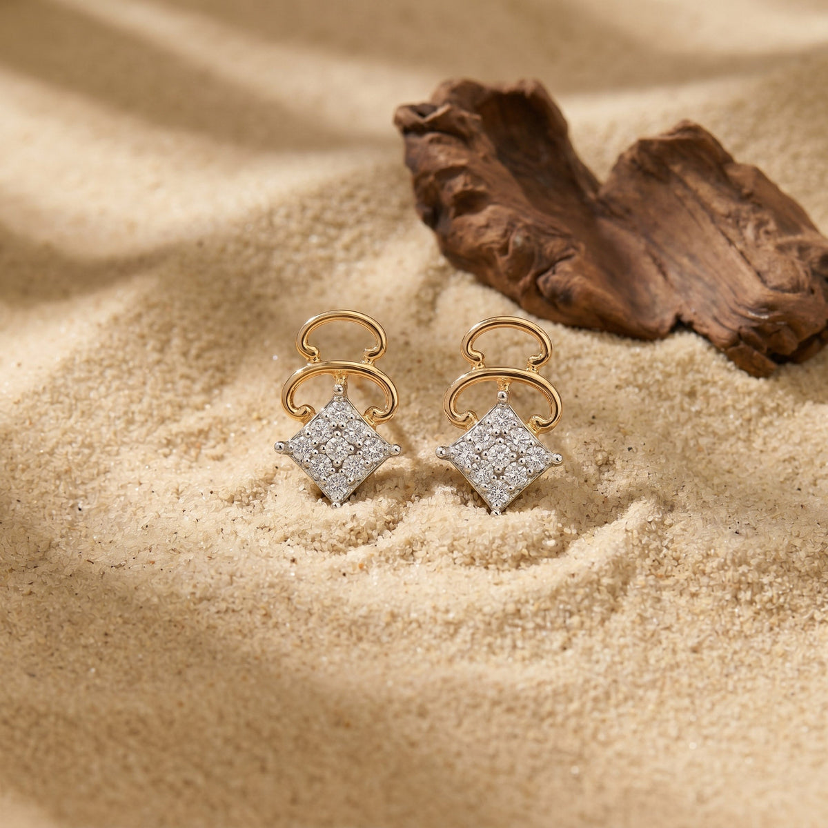 Cordial Square Studs Diamond Earring