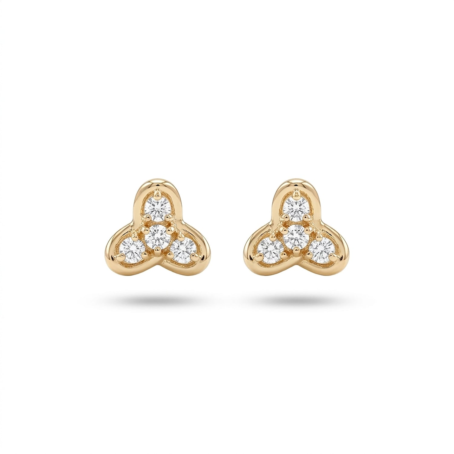 Tri-Glow Crest Studs Yellow Gold & Diamond Earrings