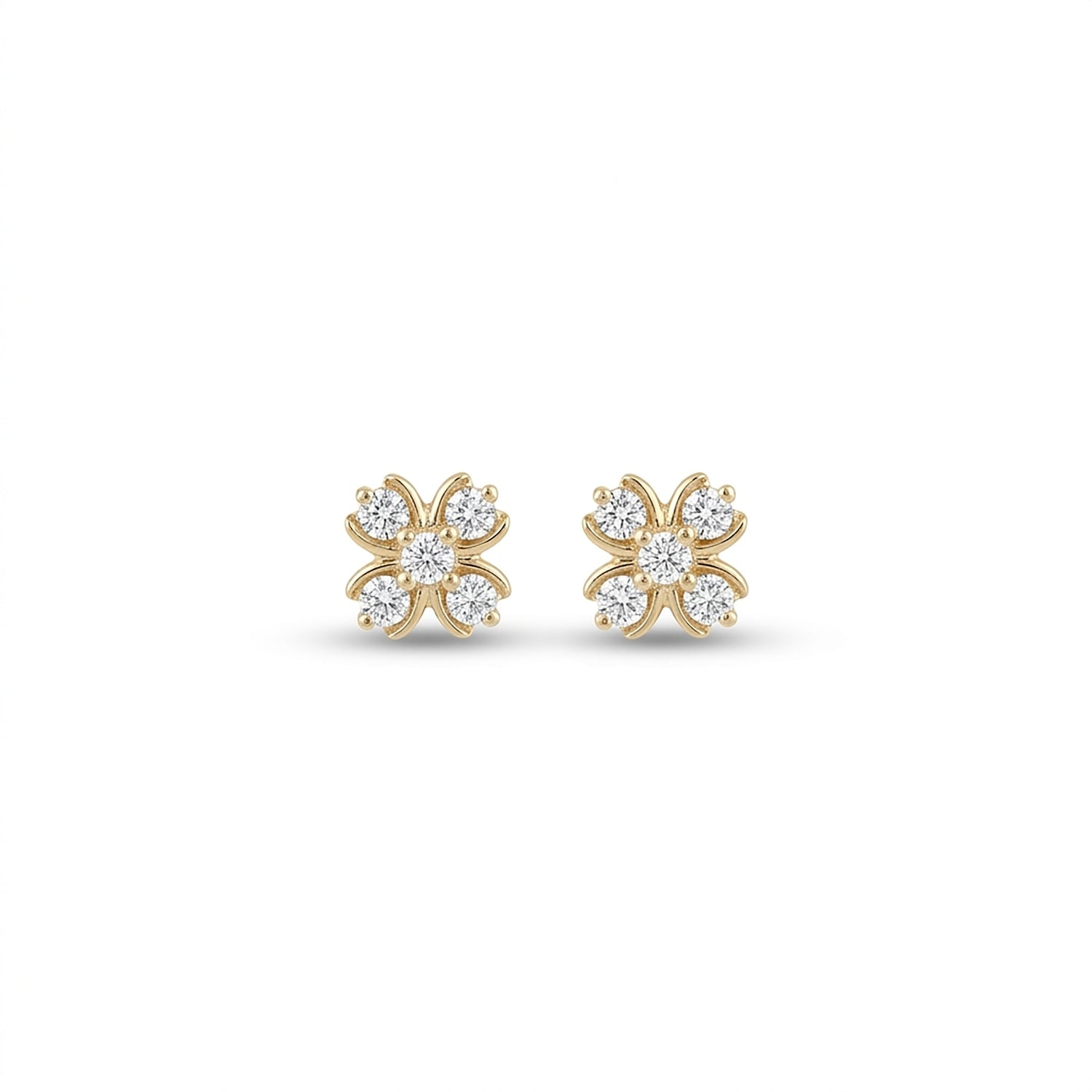 Blooming Lustre Studs Yellow Gold & Diamond Earrings