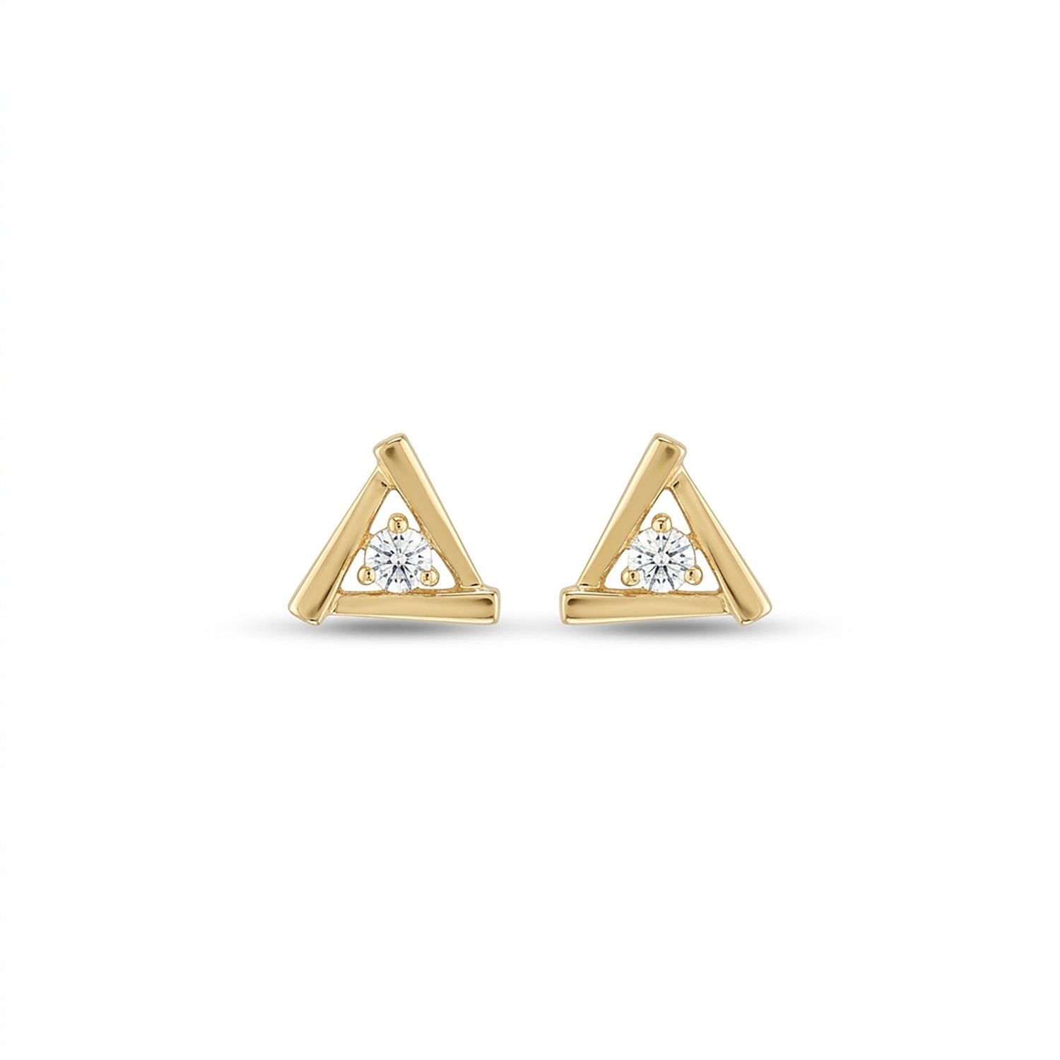 Radiant Geometry Studs Yellow Gold & Diamond Earrings