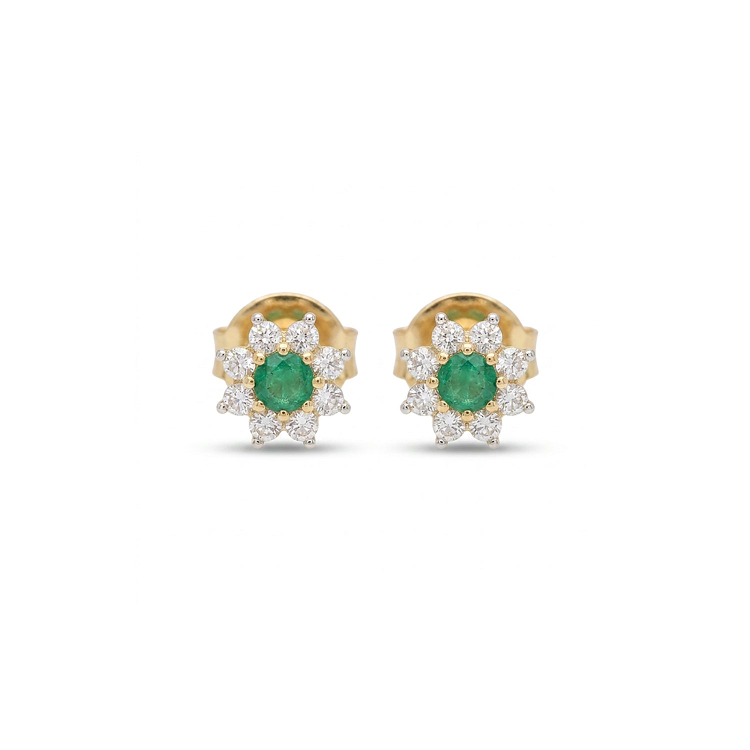 Floral Lustre Studs Yellow Gold & Diamond Earrings