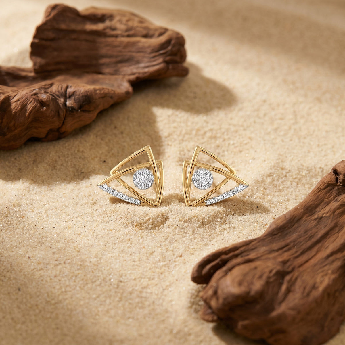 Entwined Triads Studs Diamond Earring