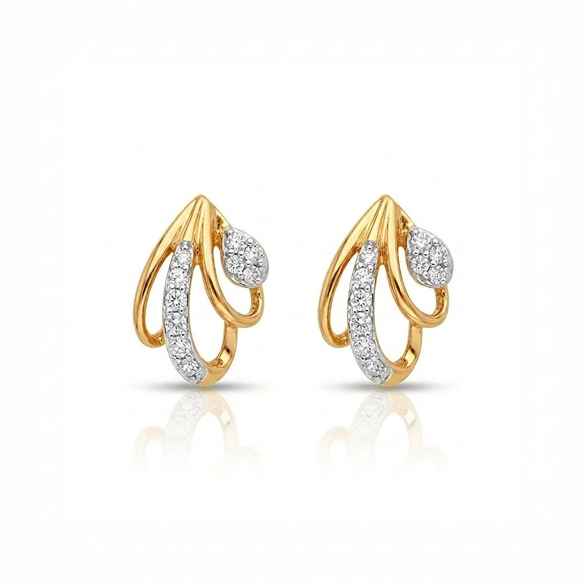 Shinning Curves Studs Diamond Earring