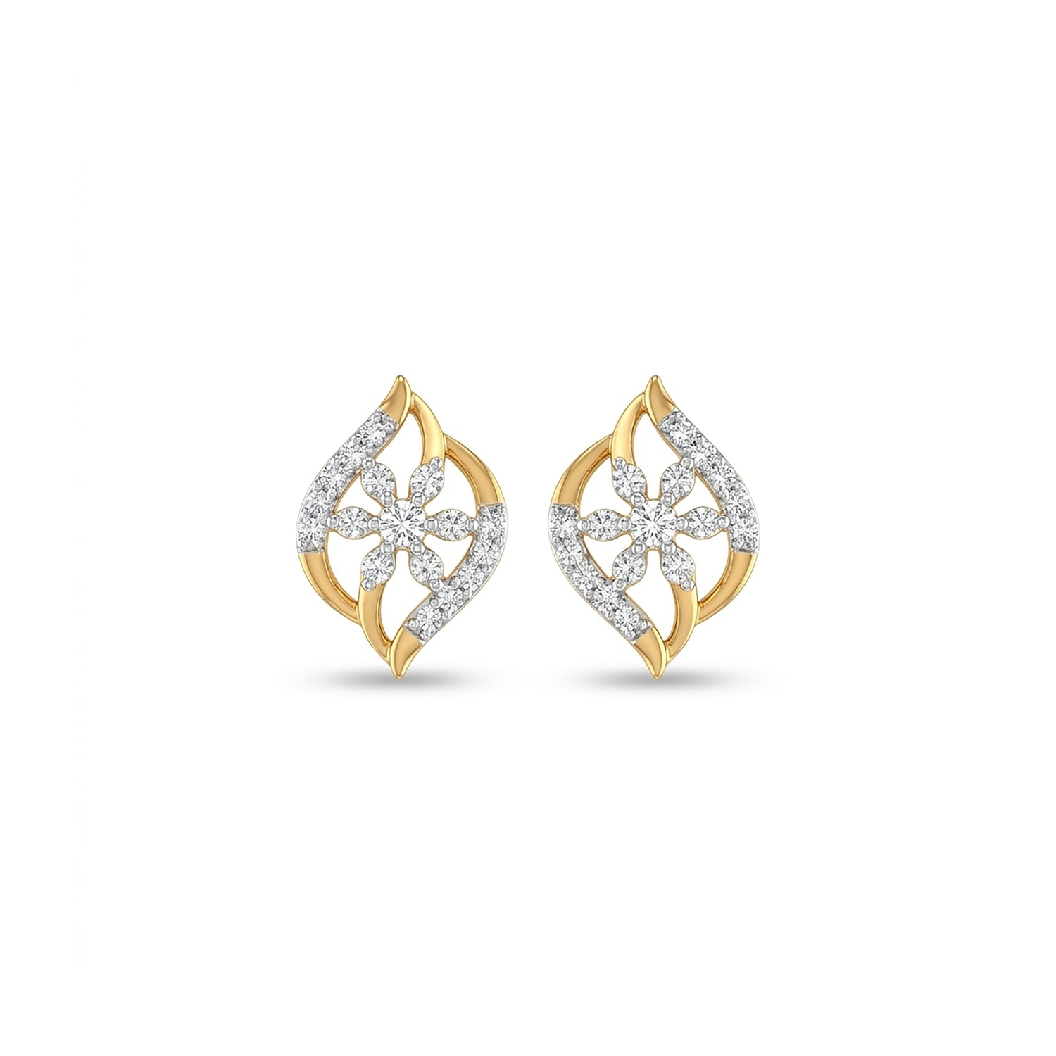 Radiant Dawn Studs Yellow Gold & Diamond Earrings