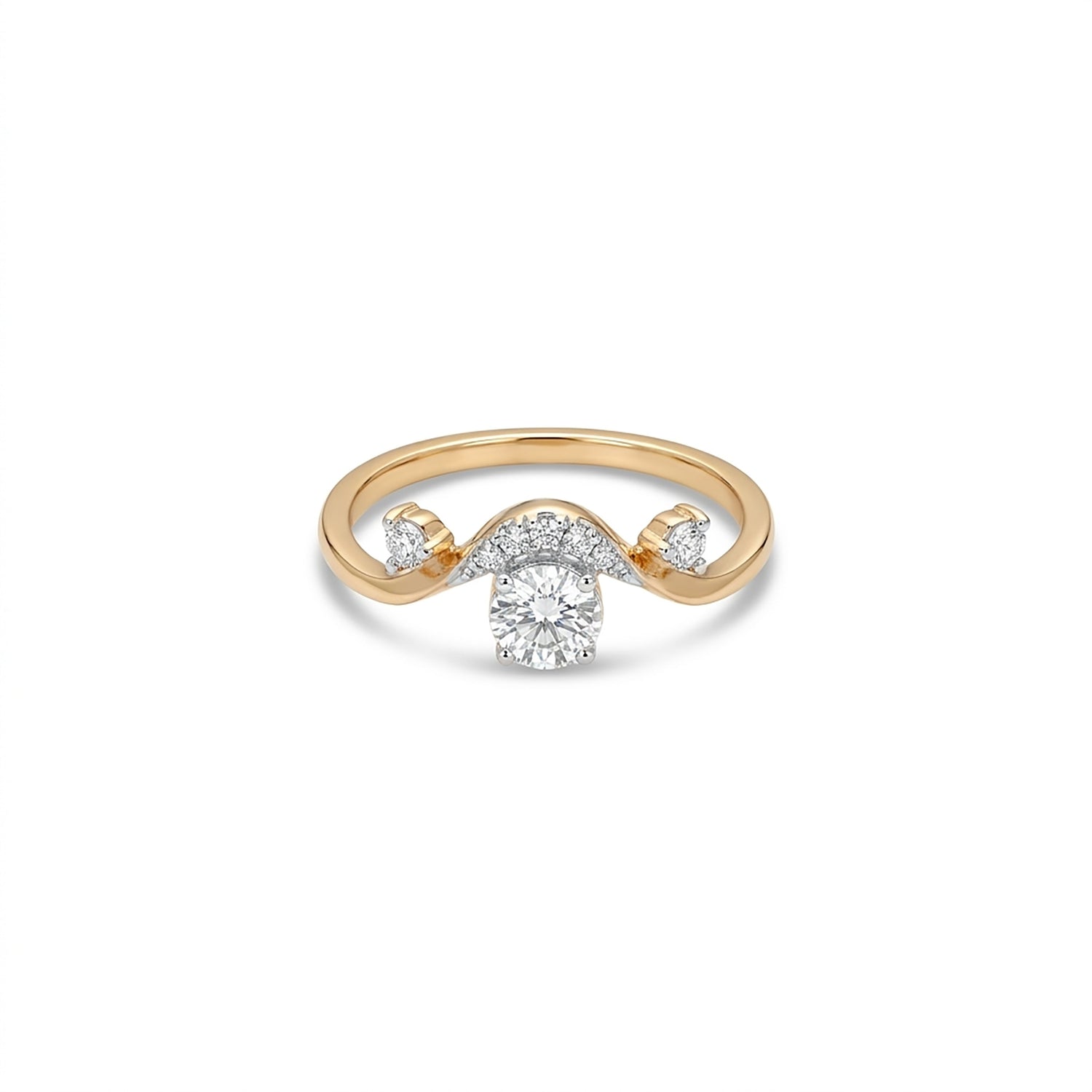 Luxe Chevron Fashion Yellow Gold & Diamond Ring