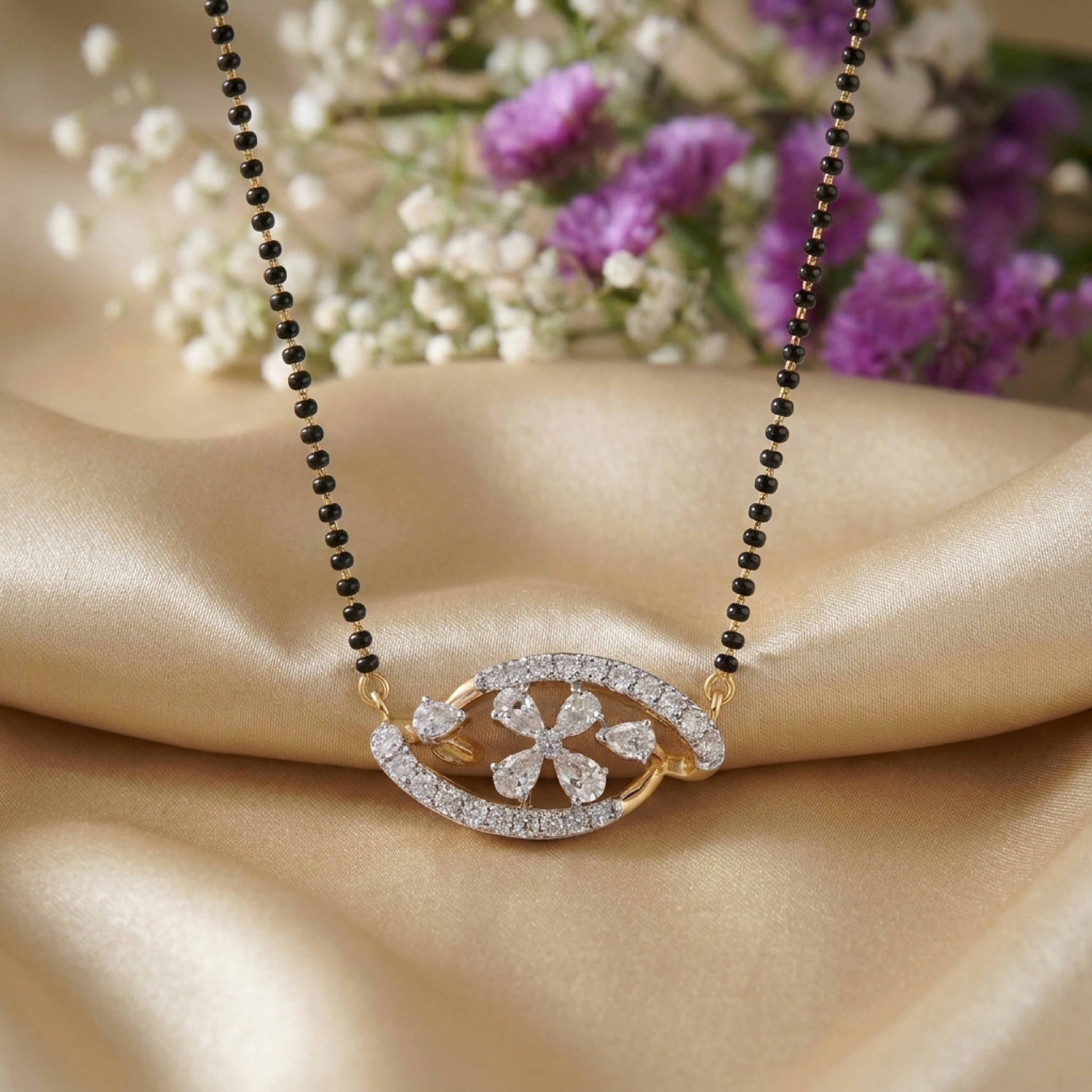 Petaline Bloom 9kt Diamond Mangalsutra Pendant