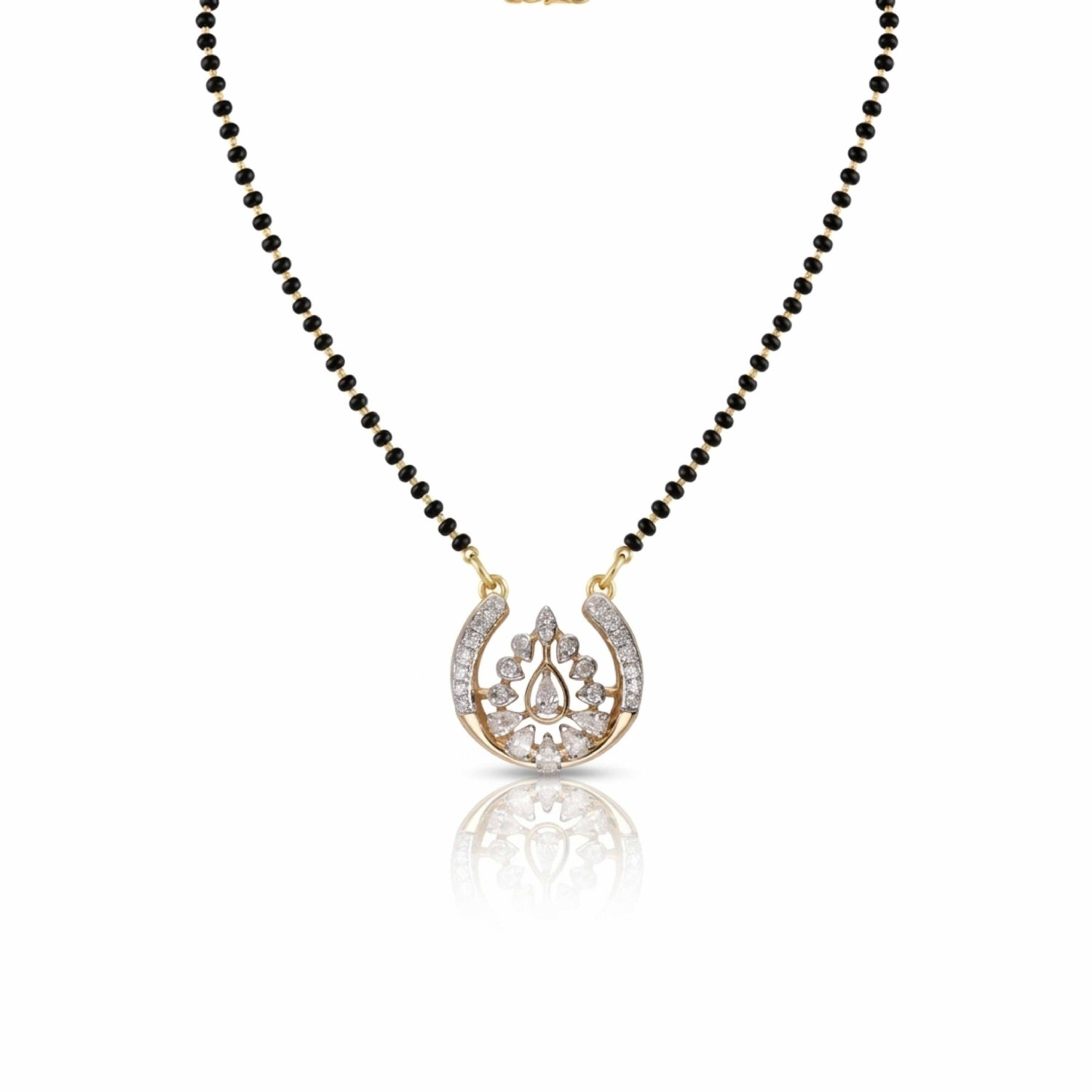 Studded Drop 9kt Diamond Mangalsutra Pendant