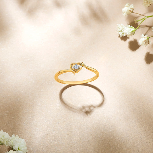 Minimal Simplicity Yellow Gold & Diamond Ring for Women