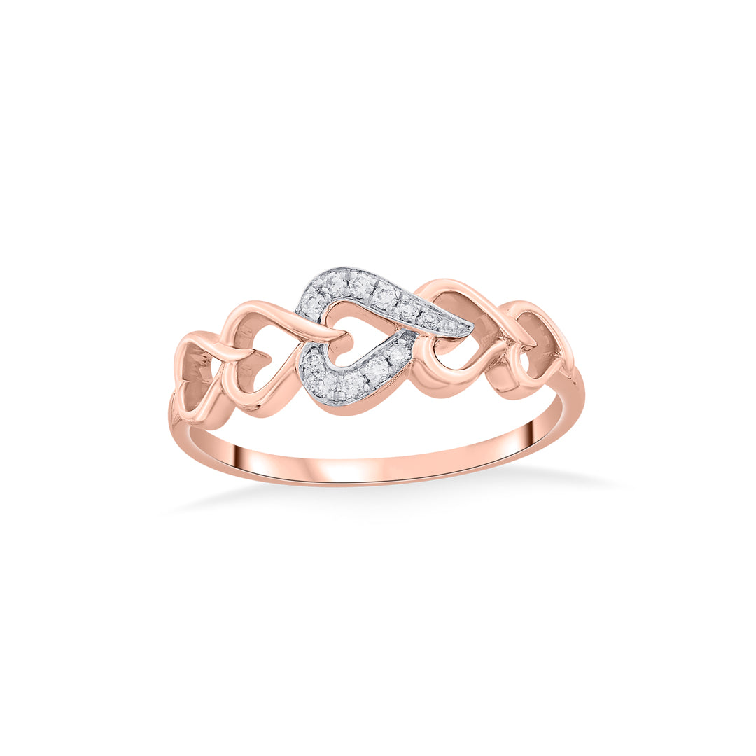 hearts & hearts fashion rose gold diamond rings