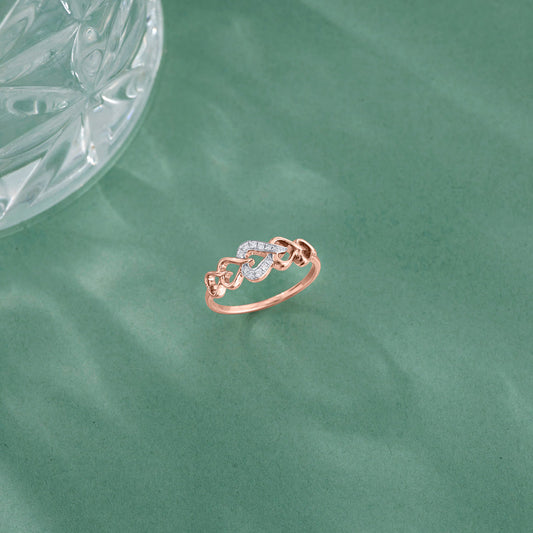 Hearts & Hearts Fashion Rose Gold Diamond Ring