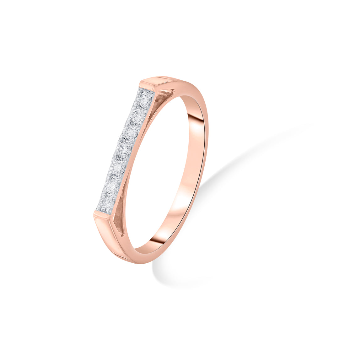 straight studded casual rose gold diamond ring