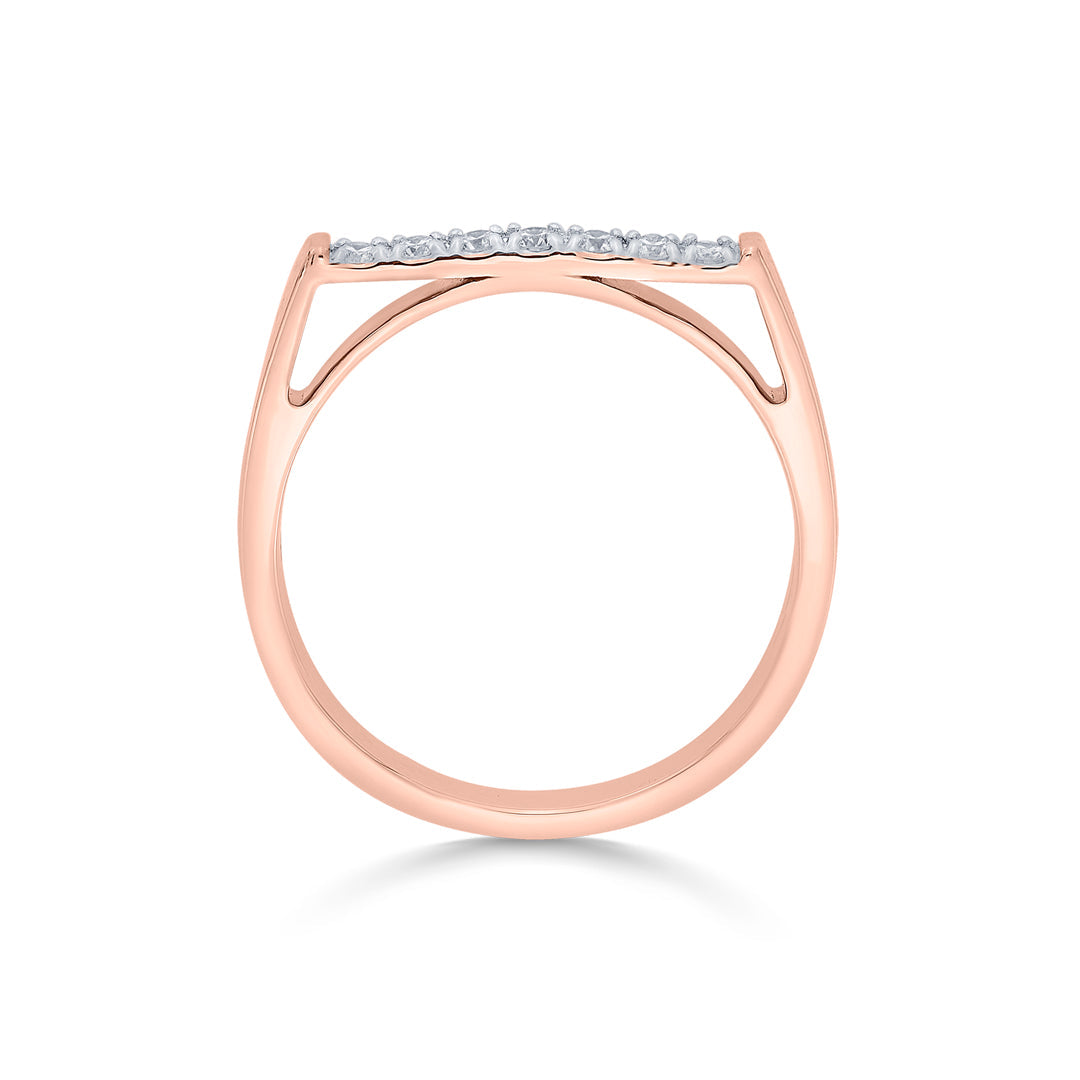 straight studded casual rose gold diamond ring
