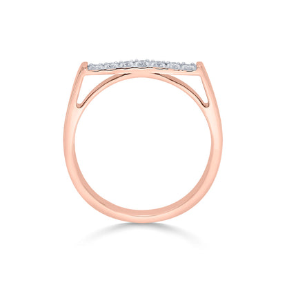 Straight Studded Casual Rose Gold Diamond Ring