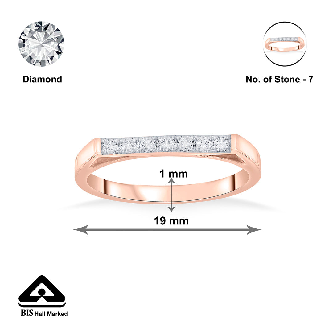 straight studded casual rose gold diamond ring