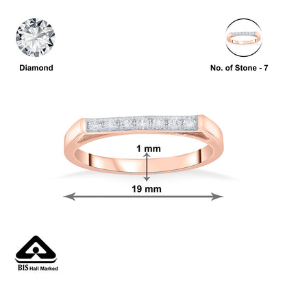 Straight Studded Casual Rose Gold Diamond Ring