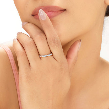 Straight Studded Casual Rose Gold Diamond Ring