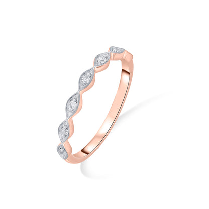 Bright Waves Casual Rose Gold Diamond Ring