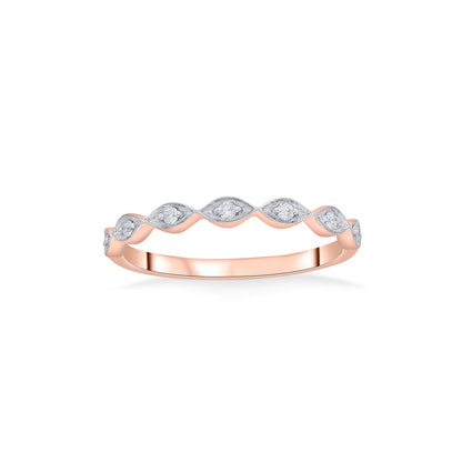 Bright Waves Casual Rose Gold Diamond Ring