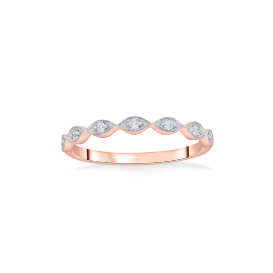 Bright Waves Casual Rose Gold Diamond Rings