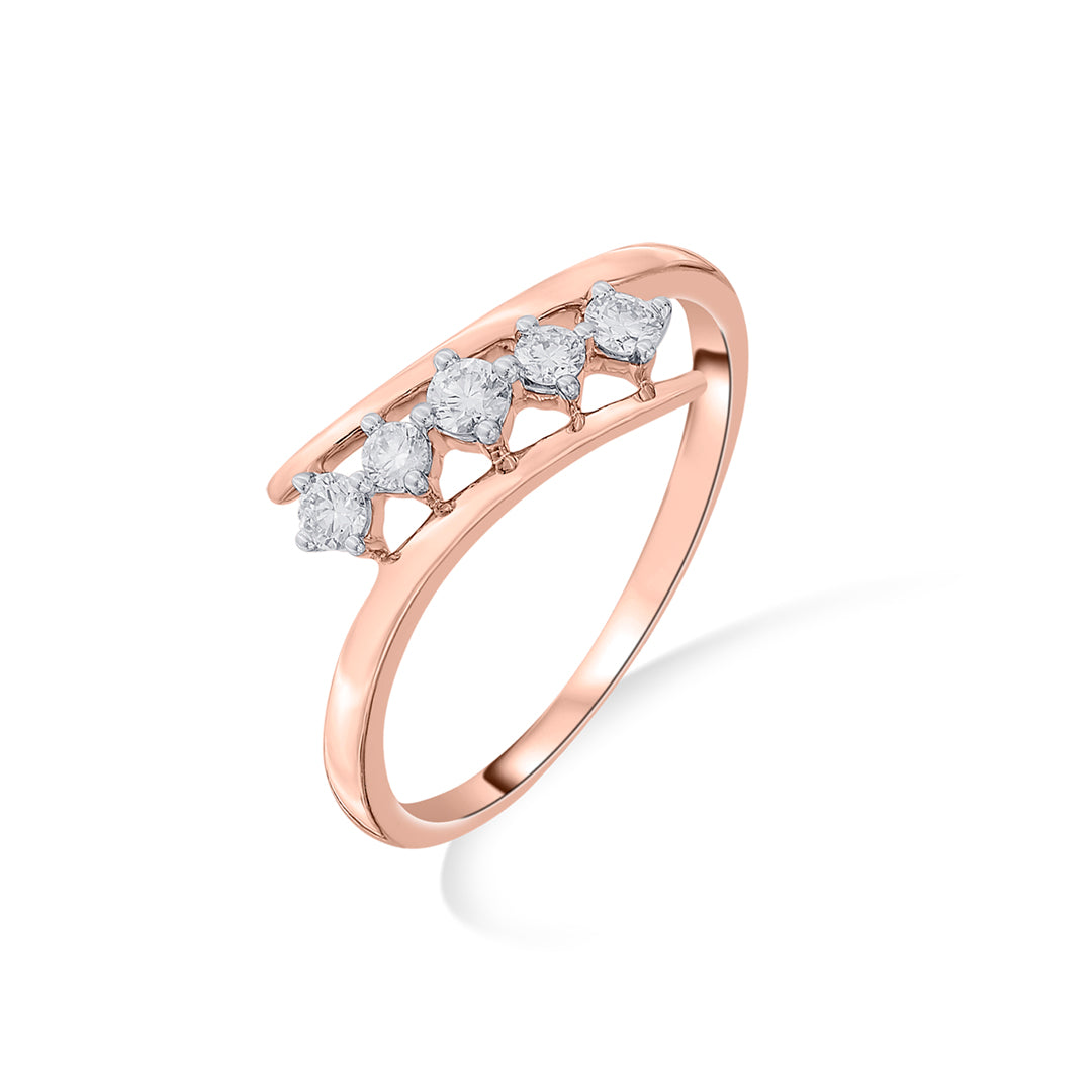 link swirl cocktail rose gold diamond ring