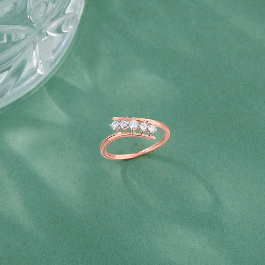 Link Swirl Cocktail Rose Gold Diamond Ring