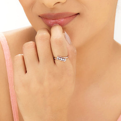 Link Swirl Cocktail Rose Gold Diamond Ring