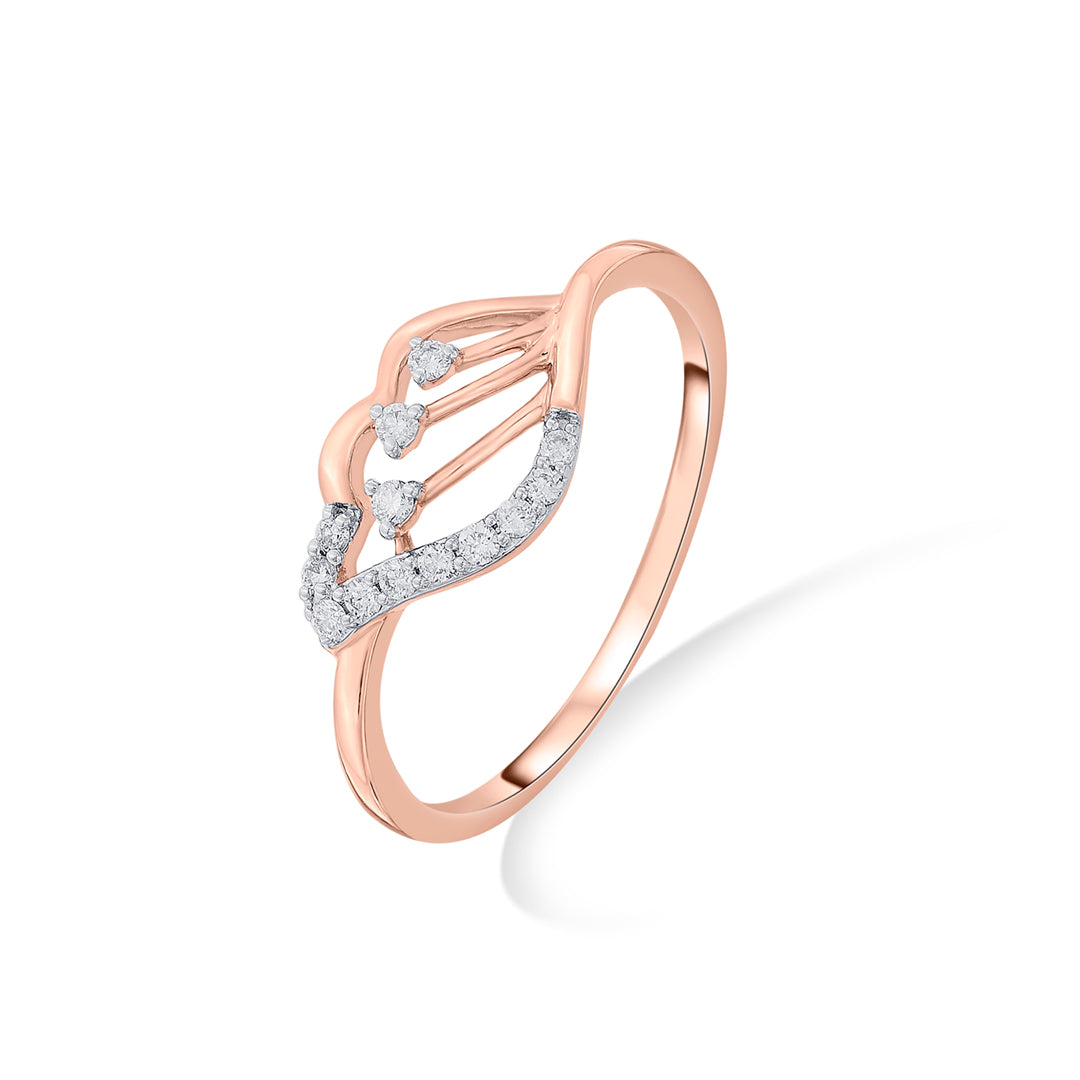 rising petal fashion rose gold diamond ring