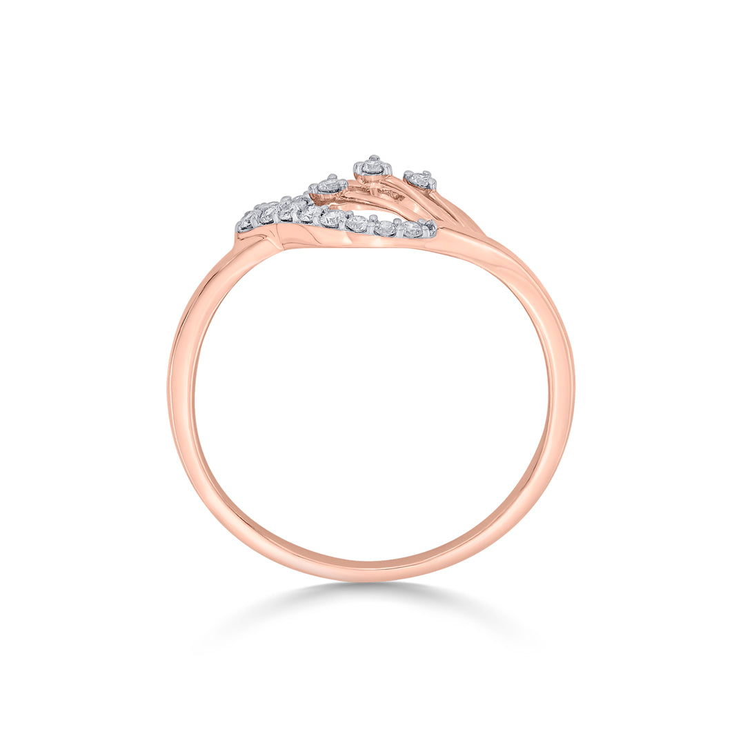 rising petal fashion rose gold diamond ring