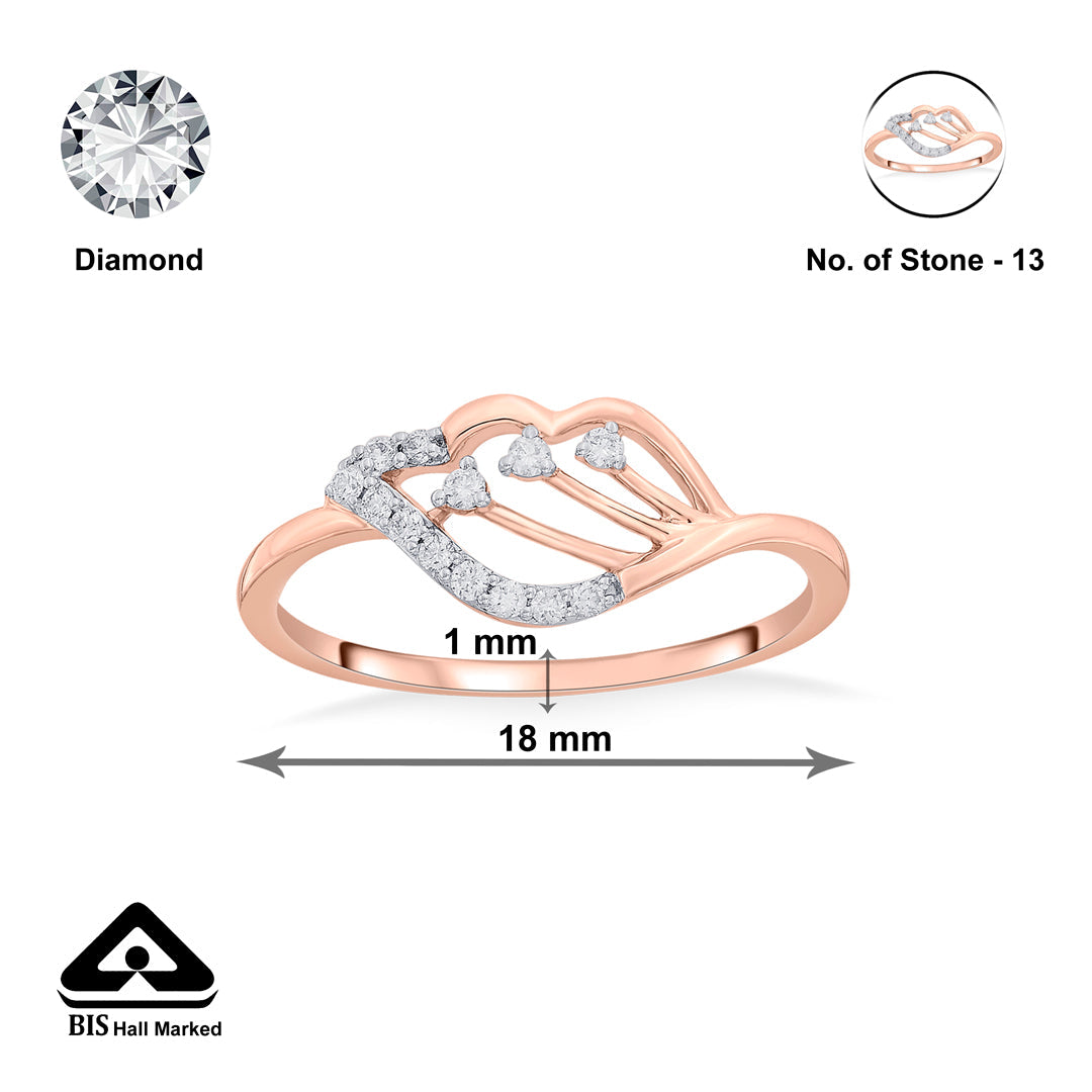 rising petal fashion rose gold diamond ring