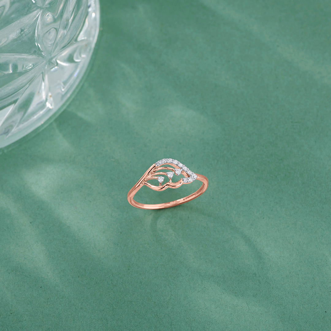 Rising Petal Fashion Rose Gold Diamond Ring