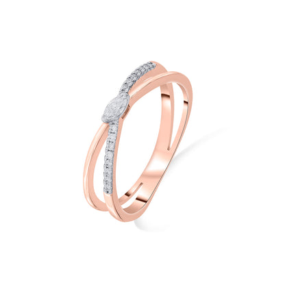Cross Link Cocktail Rose Gold Diamond Ring