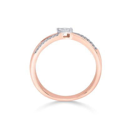 Cross Link Cocktail Rose Gold Diamond Ring