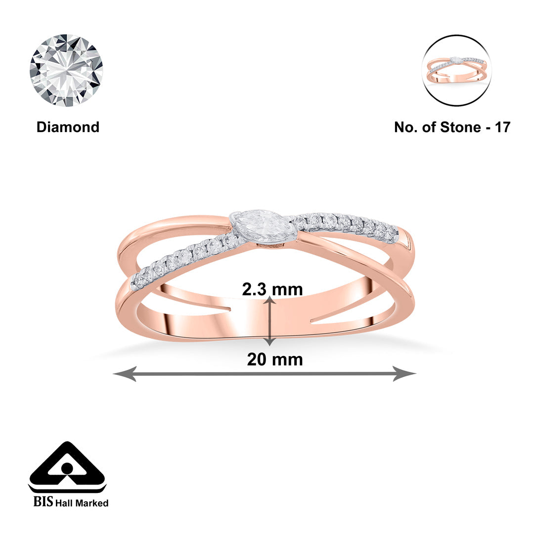 cross link cocktail rose gold diamond ring