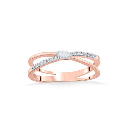 Cross Link Cocktail Rose Gold Diamond Ring